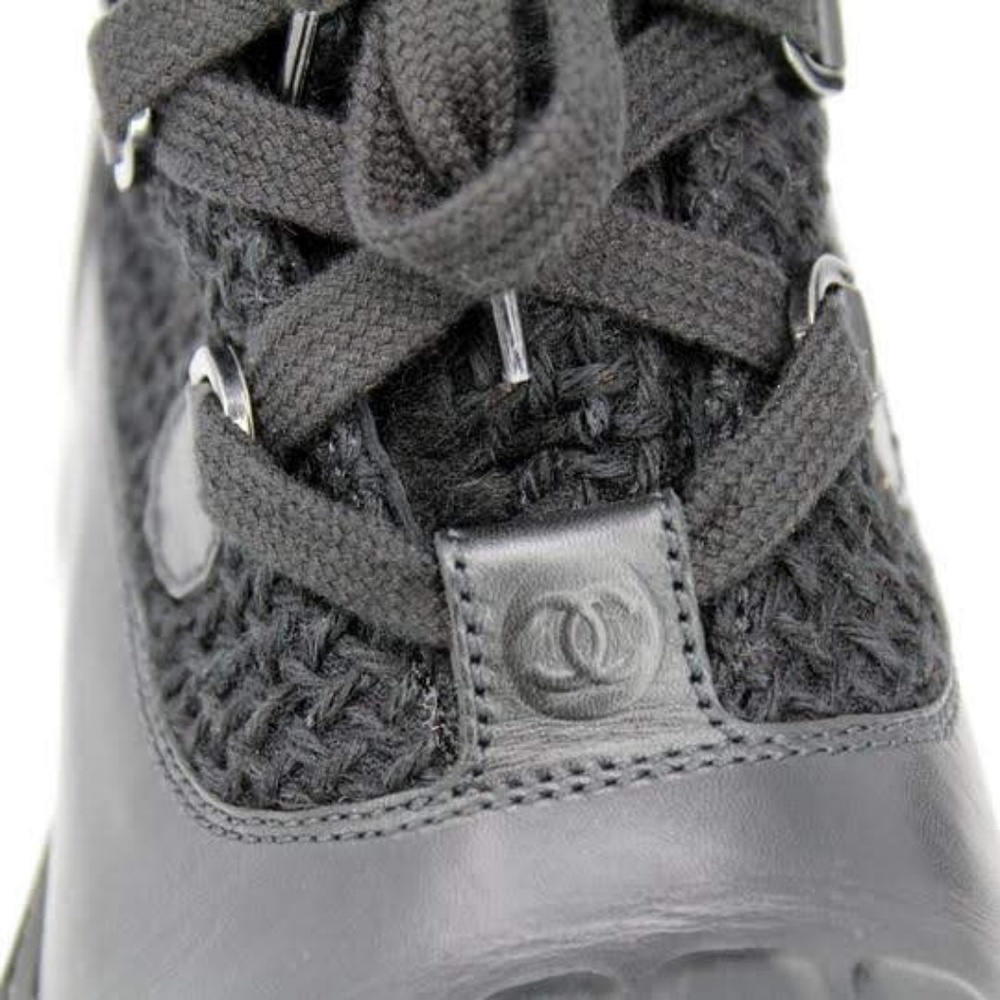 SOLD Chanel Black Tweed Winter Boots - Picture 5 of 5